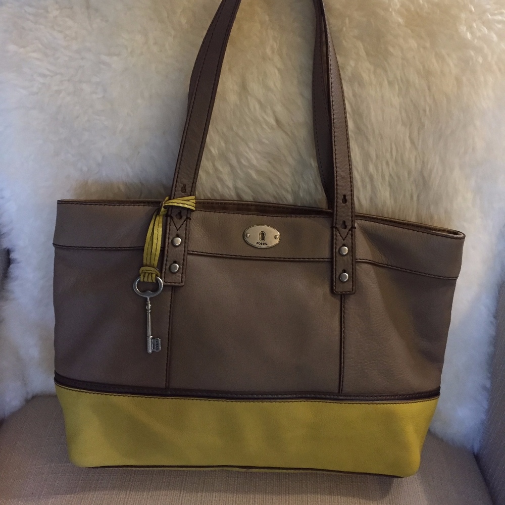 Fossil Large Leather two-tone tote